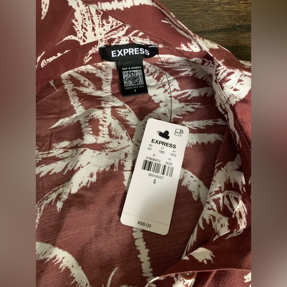 Express Printed Ruffle Hem Oversized Shirt Dress - Picture 7 of 8